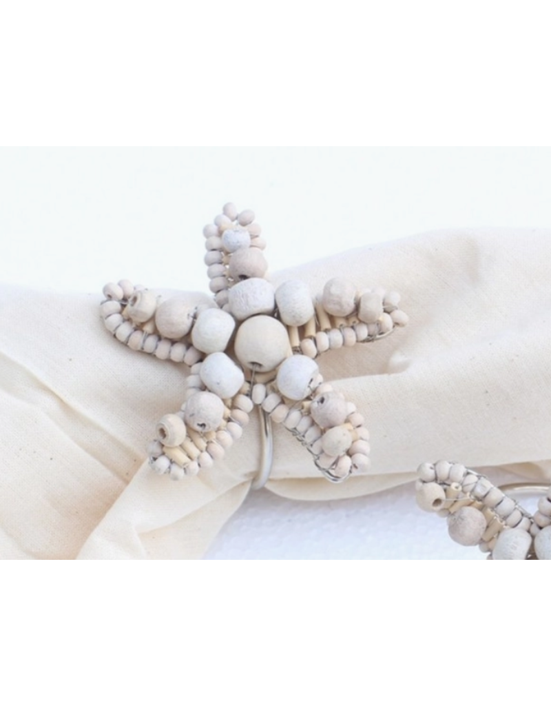 Rightside Design Starfish Napkin Ring, wood beaded*