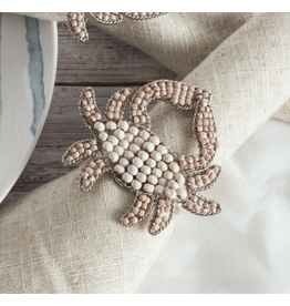 Rightside Design Blue Crab Napkin Ring, wood beaded*