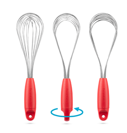 DreamFarm Flisk 1 in 1 Balloon & Flat Whisk, red
