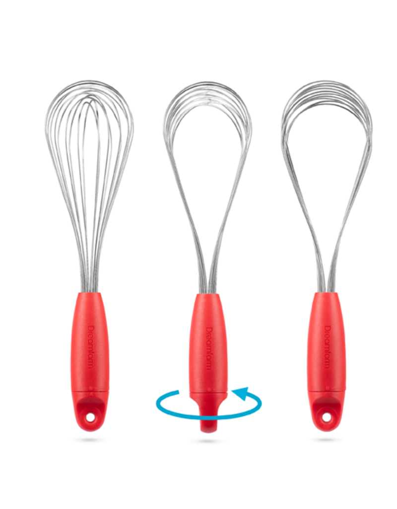 DreamFarm Flisk 1 in 1 Balloon & Flat Whisk, red