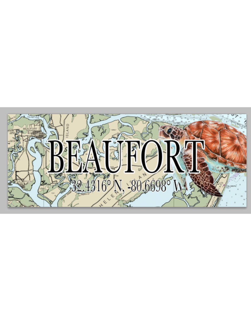 Sign Mini Beaufort Map Coordinates, Sea Turtle 3x9