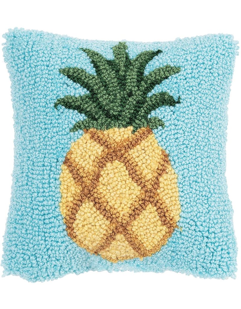 C and F Home Pillow, Pineapple, hooked 8x8