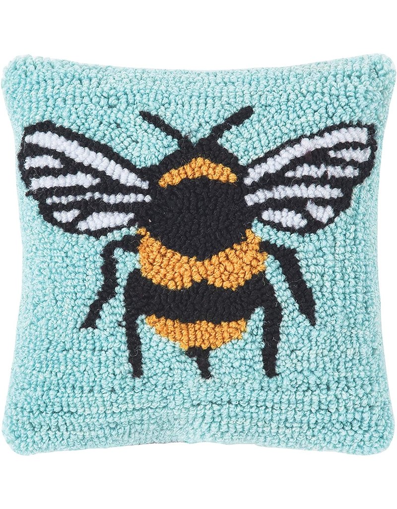 C and F Home Pillow, Bumble Bee, hooked 8x8