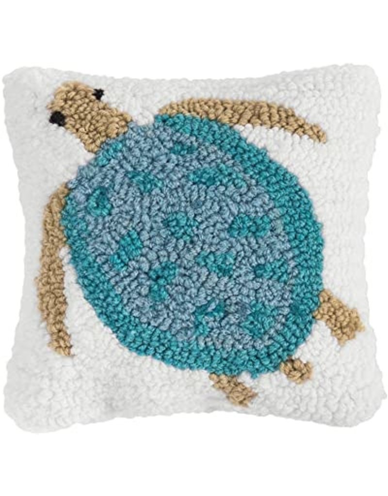 C and F Home Pillow, Sea Turtle, hooked 8x8