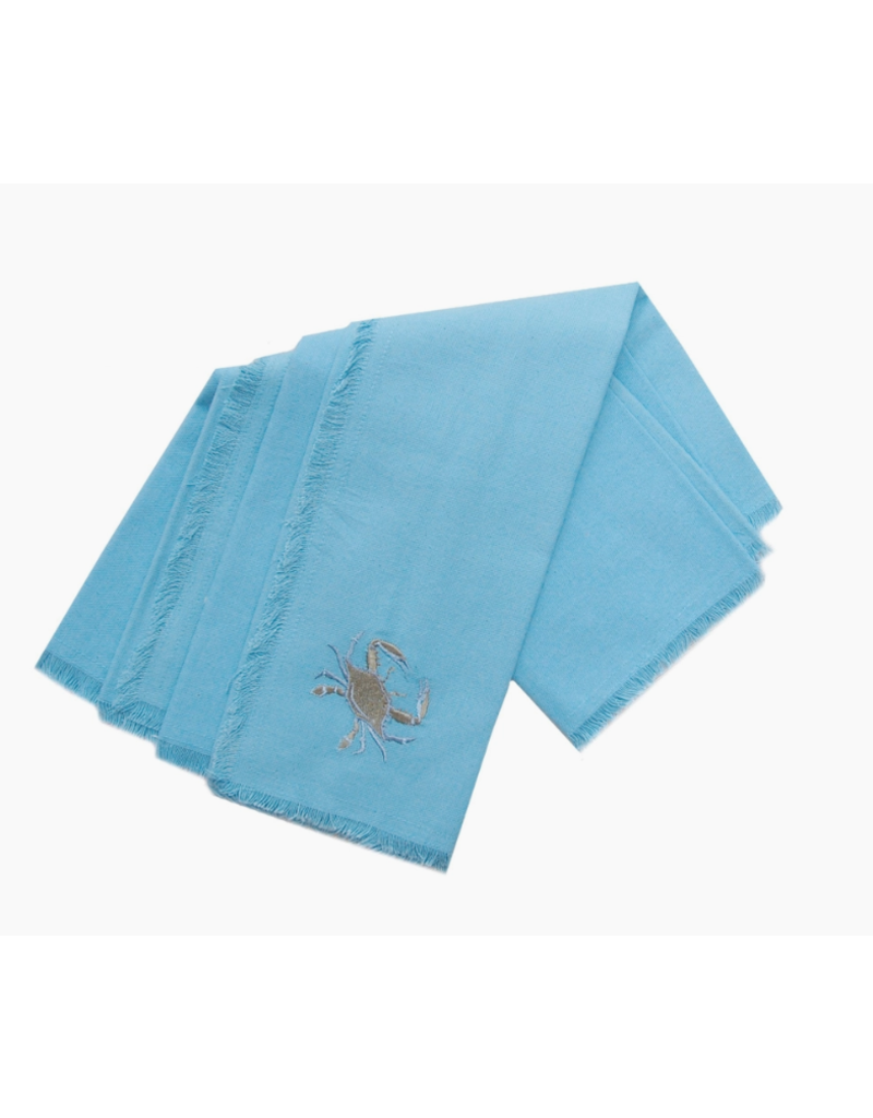 Embroidered CRAB Cotton Napkins, Set of 4