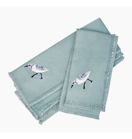 Rightside Design Embroidered SANDPIPER Cotton Napkins, Set of 4