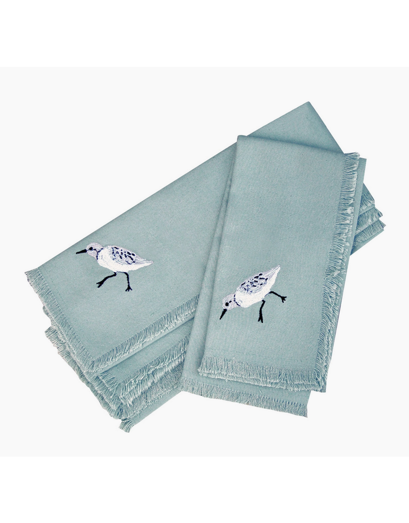 Rightside Design Embroidered SANDPIPER Cotton Napkins, Set of 4
