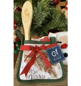 C and F Home Holiday Potholder Set, Be Merry