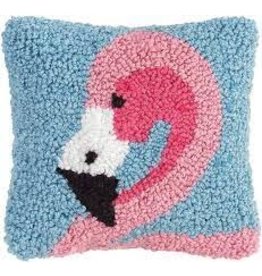 C and F Home Pillow, Flamingo, hooked 8x8