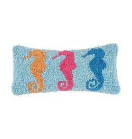 C and F Home Pillow, 3 Seahorses, hooked 8x8 DISC