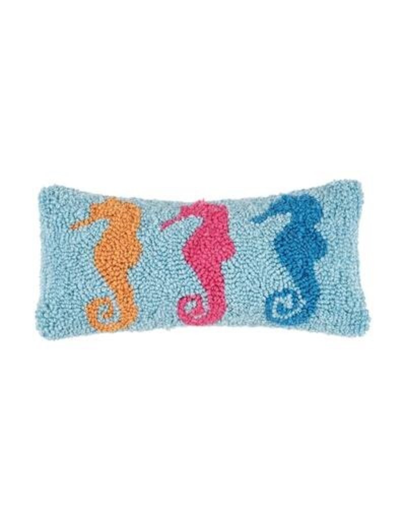 C and F Home Pillow, 3 Seahorses, hooked 8x8 DISC