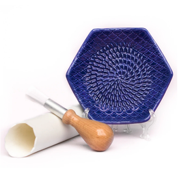 Garlic Grate Plate, 3pc Set, Blue*