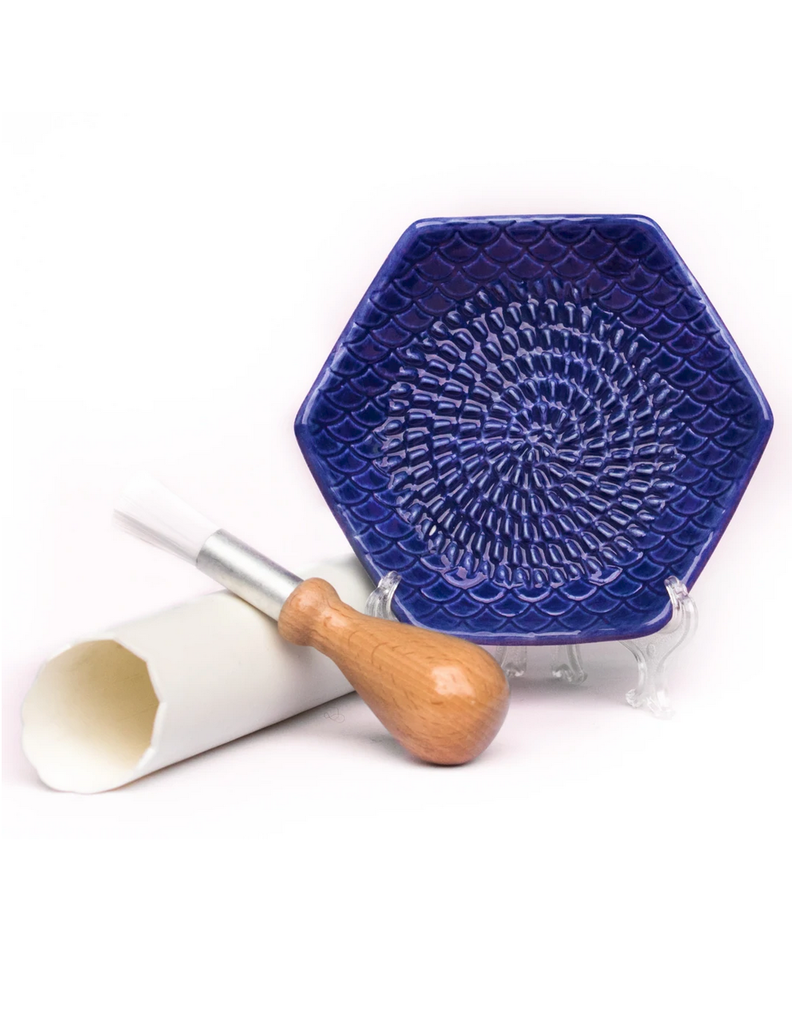 Garlic Grate Plate, 3pc Set, Blue*