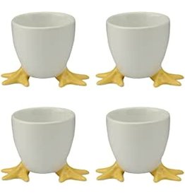 BIA Cordon Bleu White Porcelain Egg Cups, Yellow Footed, Set of  4 disc