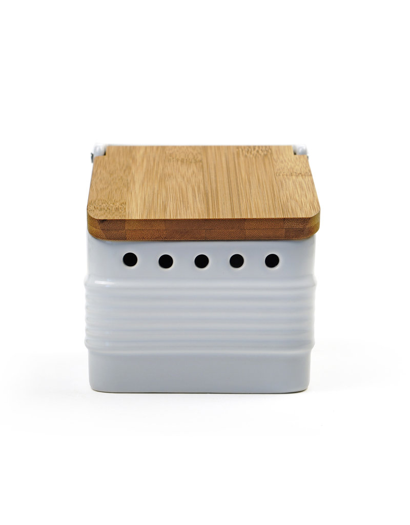 RSVP Stoneware Garlic Keeper, white