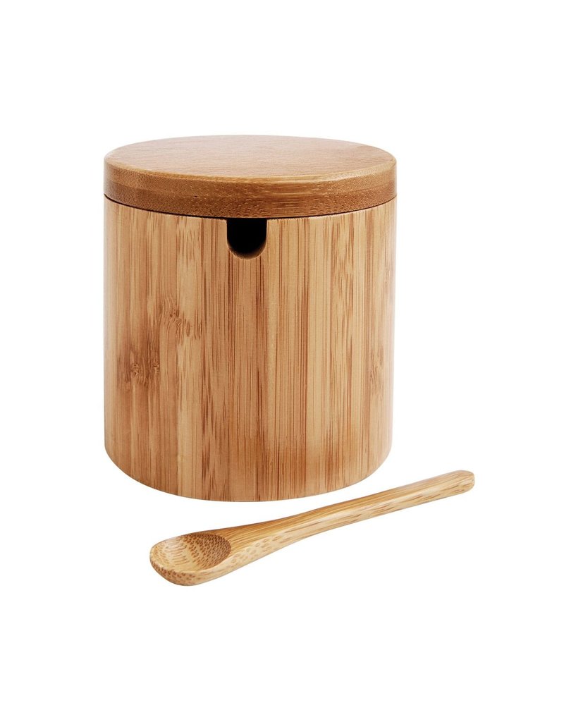 Harold Imports HIC Bamboo Salt Box With Spoon