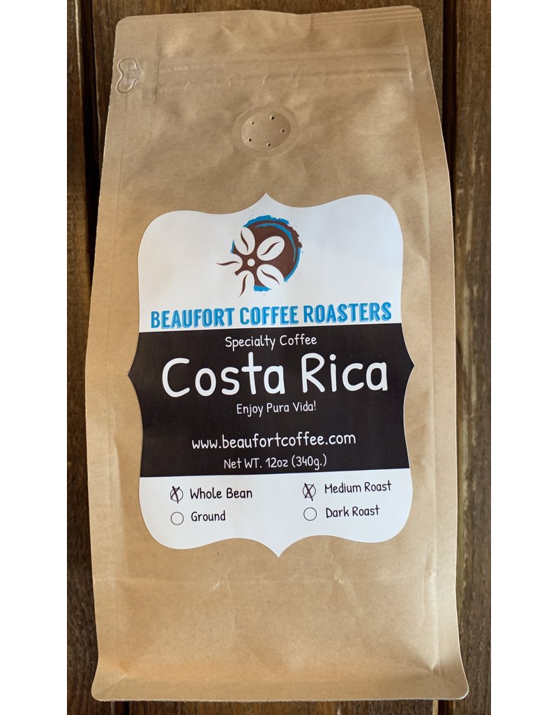 Beaufort Coffee Costa Rica, Medium Roast, Whole Bean 12oz