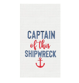 C and F Home Towel, Capt of Shipwreck, waffle weave