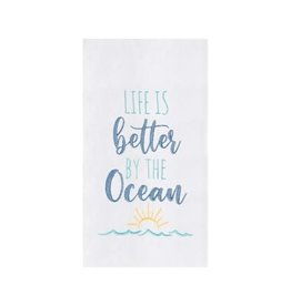 C and F Home Towel, Life Better by Ocean, floursack