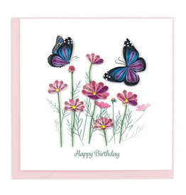 Quilling Card Greeting Card, Quill - Birthday, Butterflies & Flowers, 6x6