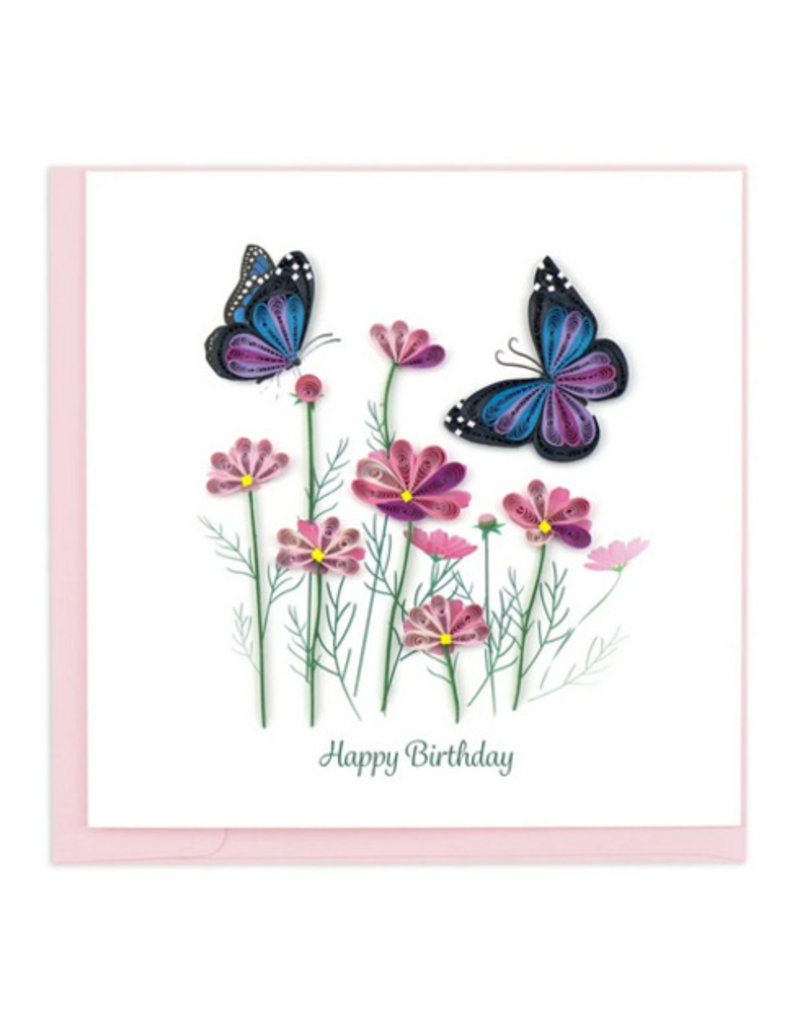 Greeting Card, Quill - Birthday, Butterflies & Flowers, 6x6