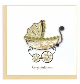 Greeting Card, Quill - Baby, Carriage, 6x6 disc