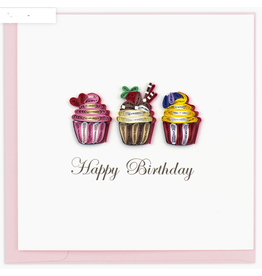 Greeting Card, Quill - Birthday, Cupcakes, 6x6