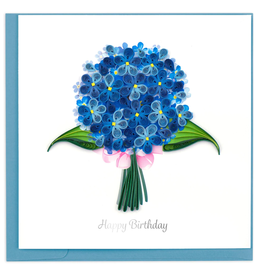 Greeting Card, Quill - Birthday, BLUE Hydrangea, 6x6 disc