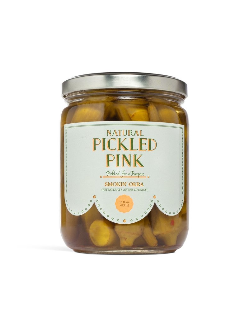 Pickled Pink Smokin Okra, 16oz