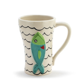 Demdaco Heartful Home Mug, Fish & Waves 15oz