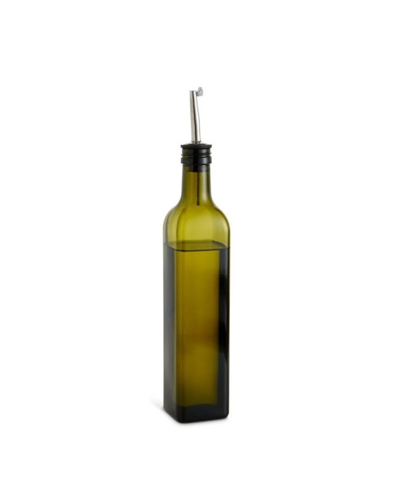 Harold Imports Green Glass Oil Bottle With Pourer, 17oz