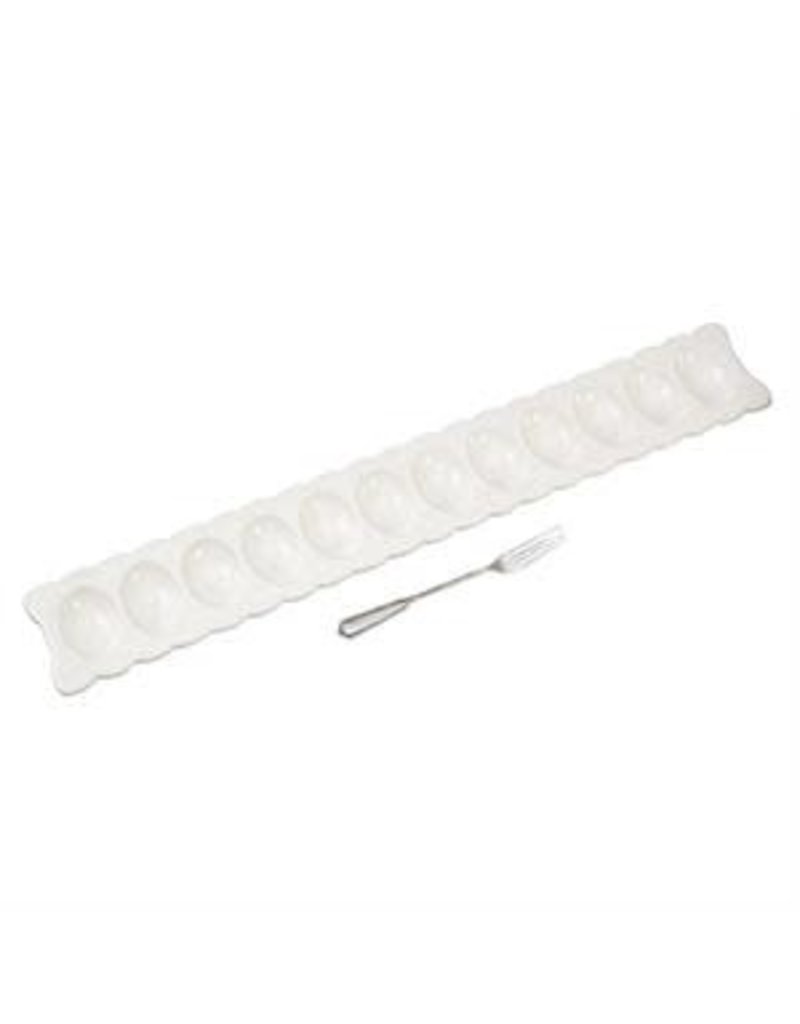 Mudpie Ceramic 12 Deviled Egg Tray With Fork, 19.5"