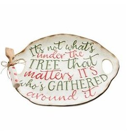 Mudpie Holiday Plate Set With Wooden Serving Tool, Not What's Under Tree, 13"