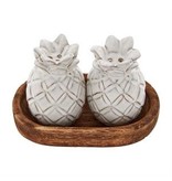 Mudpie Pineapple Salt & Pepper Set, With Wooden Tray