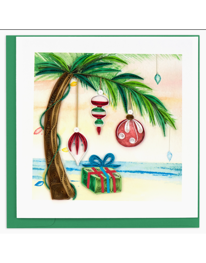 Holiday Greeting Card, Quill - Palm With Ornaments, 6x6