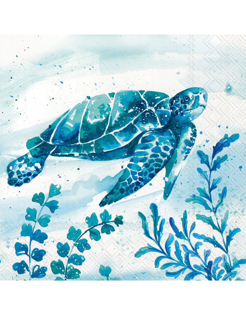 Boston International Cocktail Napkins, Swimming Sea Turtle, 20x