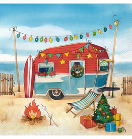 Boston International Holiday Cocktail Napkins, Camping By the Sea, 20x