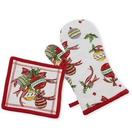 Boston International Holiday Mitt Glove & Potholder Set, Christmas Bells disc