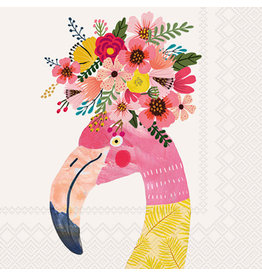 Boston International Cocktail Napkins, Floral Flamingo, 20x