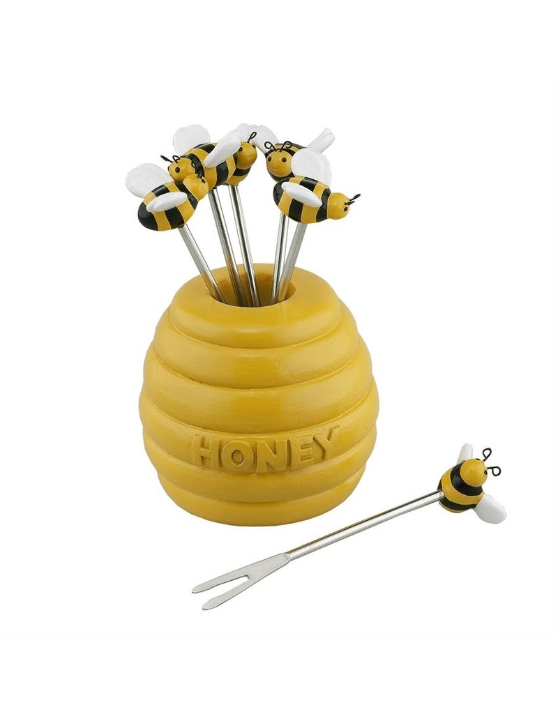 Supreme Housewares Honey Bee Cocktail Picks with Holder, 6-Piece