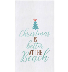 C and F Home Holiday Dish Towel, Xmas Better at the Beach, floursack