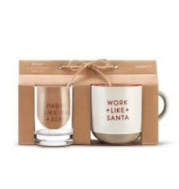 Demdaco Mug and Glass Set - Santa & Elf