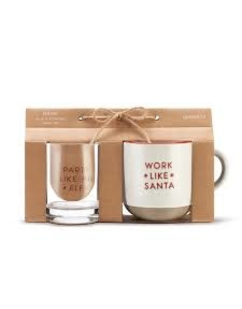 Demdaco Mug and Glass Set - Santa & Elf