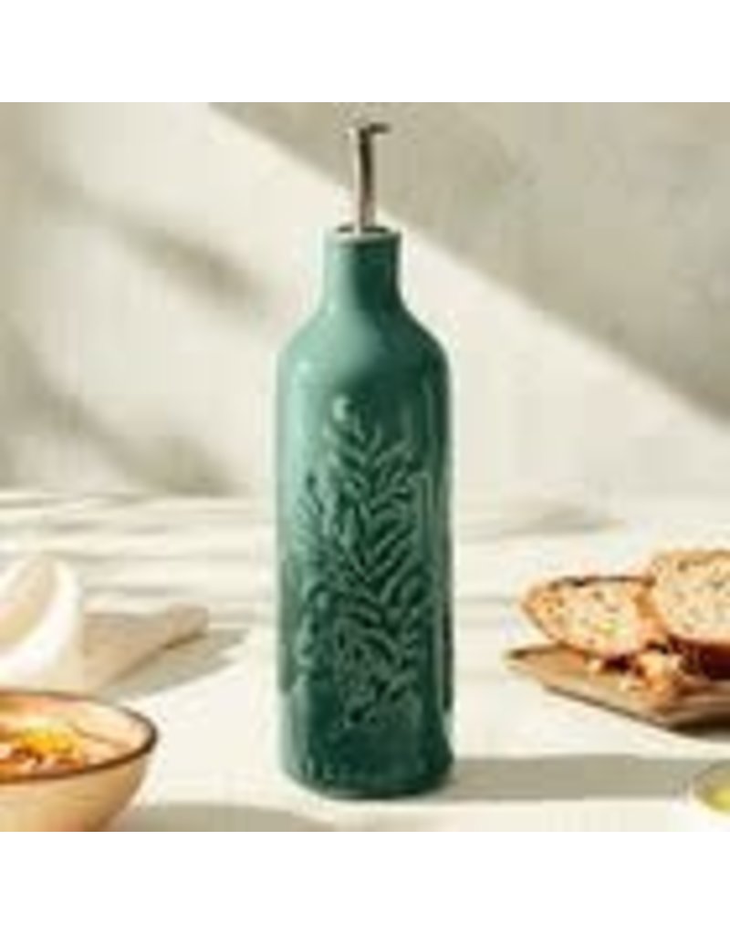 Le Creuset Olive Oil Bottle, Artichaut Green, Embossed Olive Branch