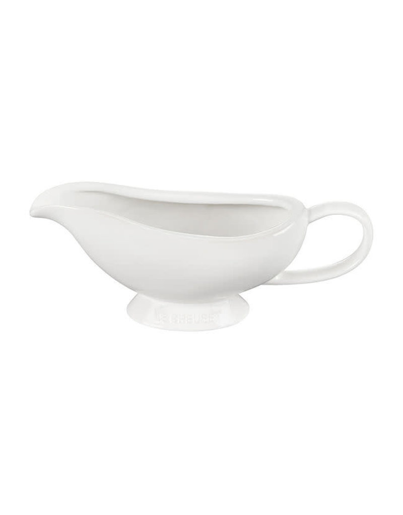 Le Creuset Stoneware Heritage Gravy Boat, WHITE