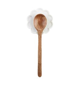 Mudpie Scalloped Spoon Rest & Wooden Spoon Set