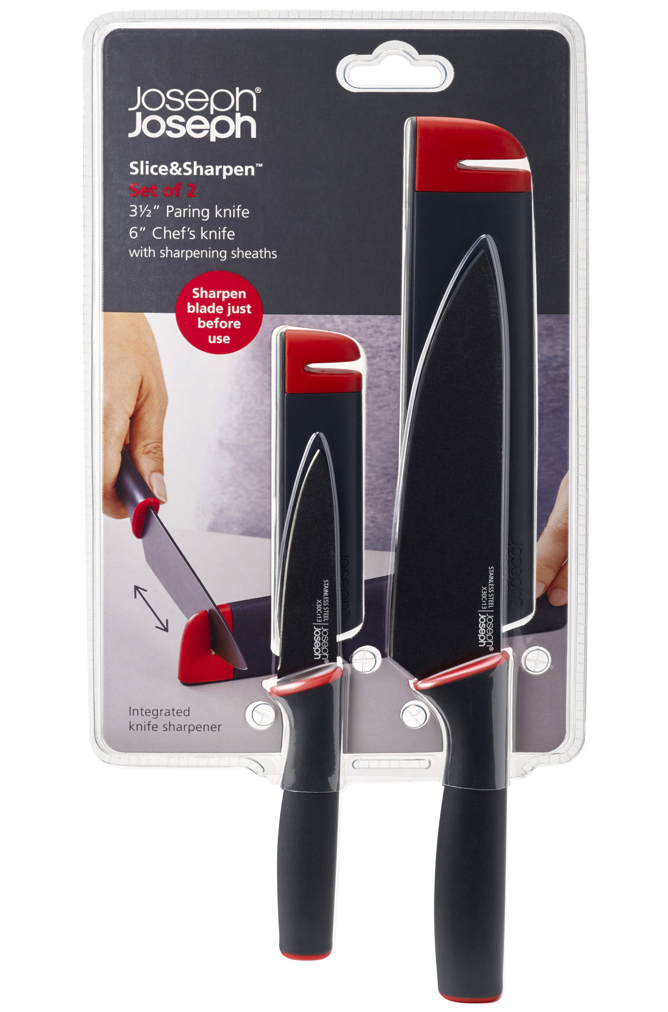 Slice&Sharpen™ Set of 2 Knives with Sharpening Sheaths