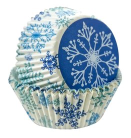 R&M International Holiday Paper Cupcake Liners, Snowflakes, 50x disc