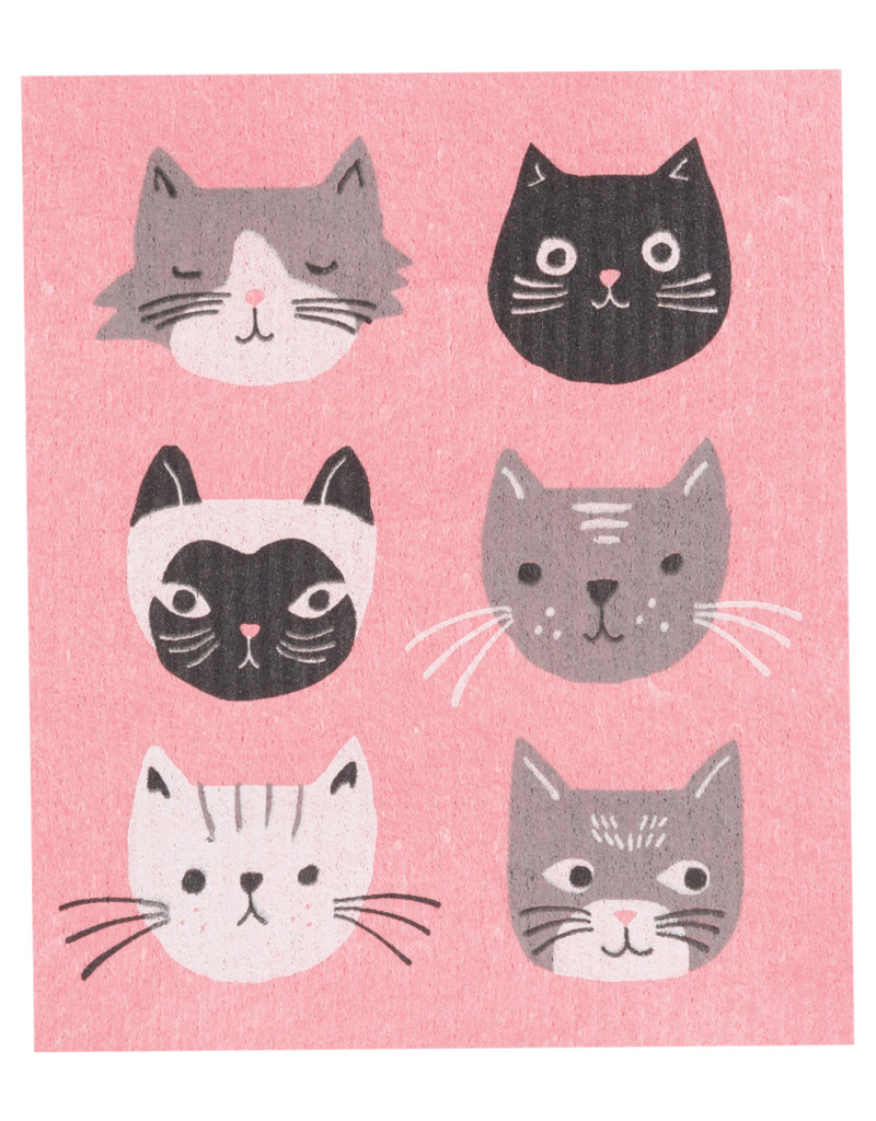 Now Designs Swedish Dish Cloth Cats Meow, pink now