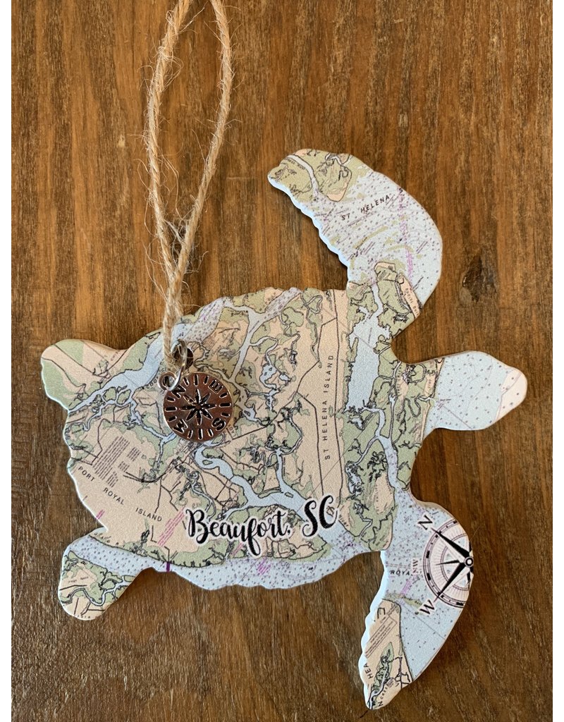 Ornament, Sea Turtle with Beaufort Map*